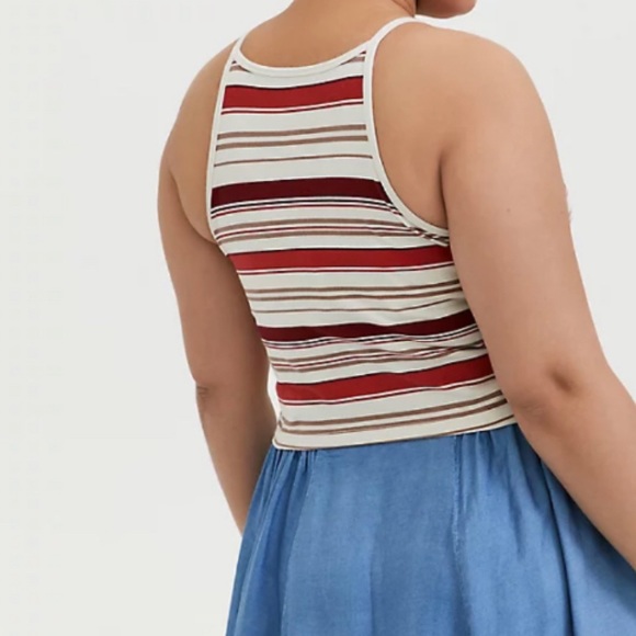 🆕 Multi Stripe Foxy High Neck Crop Top Tank 1 1X 14 16 NWOT Torrid New! - Picture 3 of 5